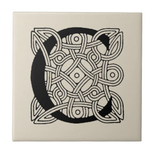 Azulejo Letra C Monograma de Knot celta vintage