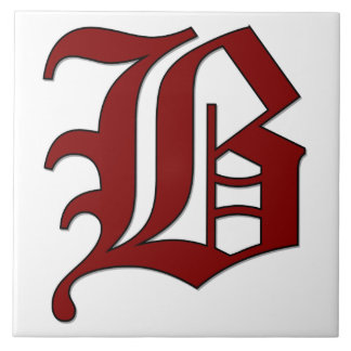 Azulejo Letra canterbury B en mosaico de monograma rojo