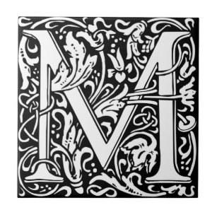 Azulejo Letra con monograma M de William Morris