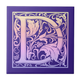 Azulejo Letra D Color Vintage Primera Letra Gradiente