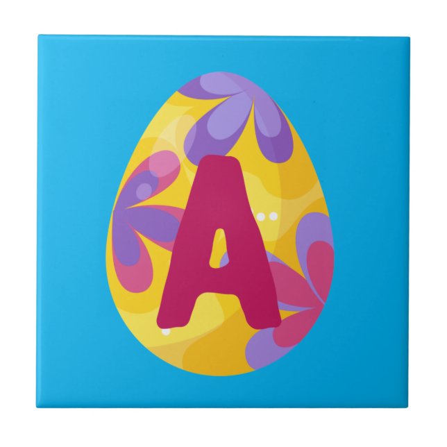 Azulejo Letra de alfabeto de huevo de Pascua A Nombre Equi (Frente)