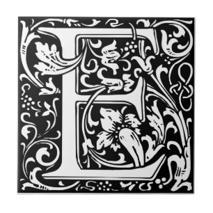 Azulejo Letra E Monograma Medieval Art Nouveau