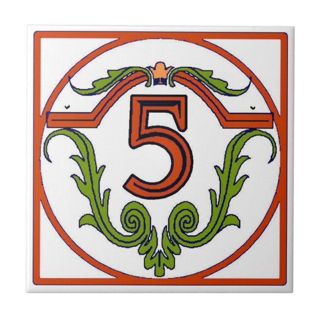 Azulejo Letra española roja número de mosaicos (Frente)