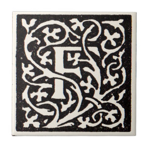 Azulejo Letra F Art Nouveau Monograma Vintage