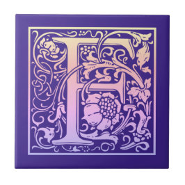 Azulejo Letra F Color Vintage Primera Letra Gradiente