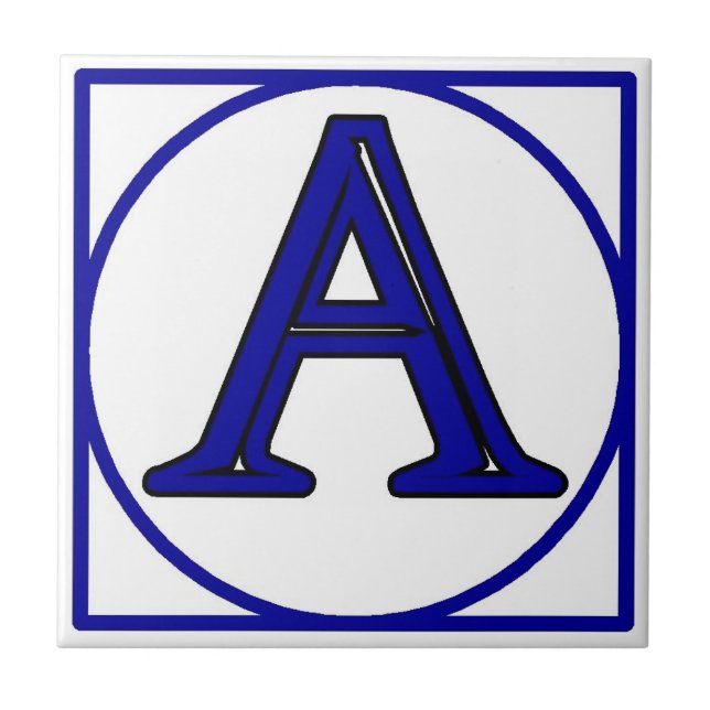 Azulejo Letra francesa azul mosaico número de mosaicos (Frente)