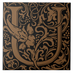 Azulejo Letra Inicial Art Nouveau Floral de William Morris