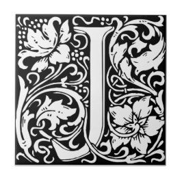 Azulejo Letra J Monograma medieval Art Nouveau