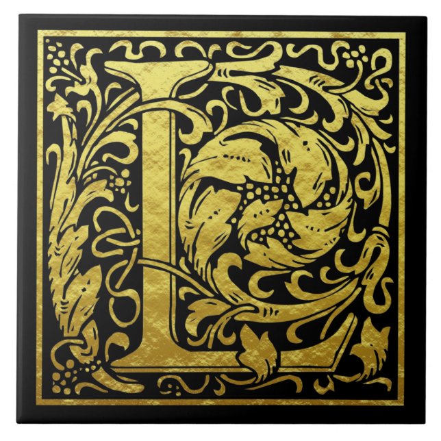 Azulejo Letra L primera letra faux Gold (Frente)