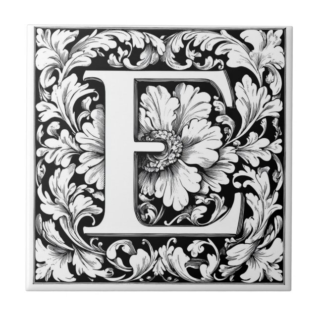 Azulejo Letra medieval iluminada E (Frente)