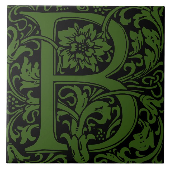 Azulejo Letra monograma B de William Morris Arts and Craft (Frente)