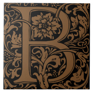 Azulejo Letra monograma B de William Morris Arts and Craft
