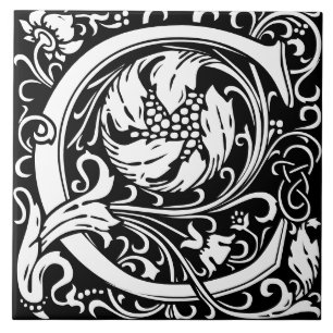 Azulejo Letra monograma C de William Morris Arts and Craft