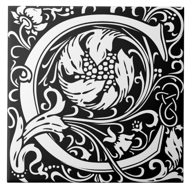 Azulejo Letra monograma C de William Morris Arts and Craft (Frente)