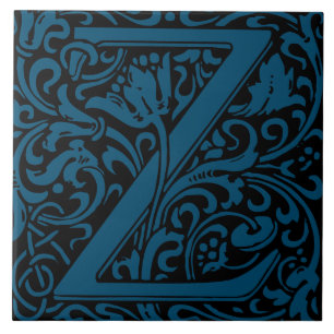 Azulejo Letra monograma Z de William Morris Arts and Craft