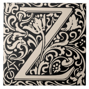 Azulejo Letra Monograma Z de William Morris Arts and Craft