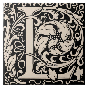 Azulejo Letra monogramada L de William Morris Art Nouveau