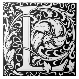 Azulejo Letra monogramada L de William Morris Art Nouveau