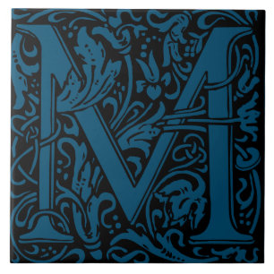 Azulejo Letra monogramada M de William Morris Art Nouveau