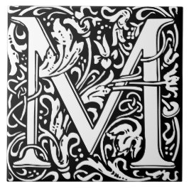 Azulejo Letra monogramada M de William Morris Art Nouveau