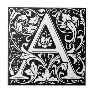 Azulejo Letra monogramada William Morris a tela cerámica
