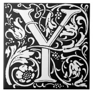 Azulejo Letra monogramada Y de William Morris Art Nouveau