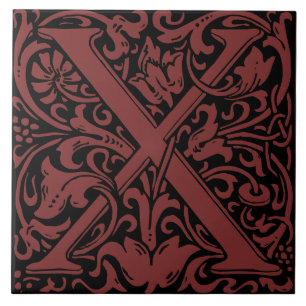Azulejo Letra monogramo X de William Morris Art Nouveau