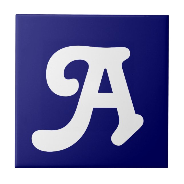 Azulejo Letra mosaicos blancos sobre azul (Frente)