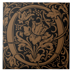 Azulejo Letra O con monograma Art Nouveau de William Morri