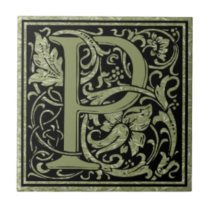 Azulejo Letra P primera letra monograma