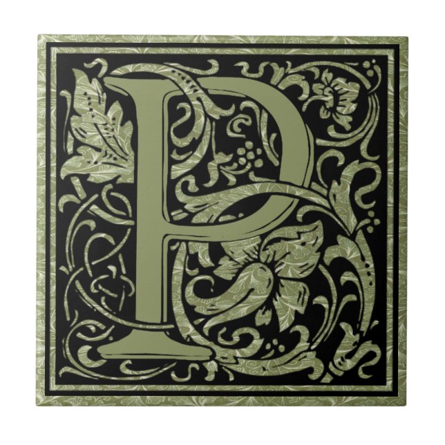 Azulejo Letra P primera letra monograma (Frente)