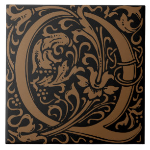 Azulejo Letra Q de hoja del alfabeto Art Nouveau de Willia
