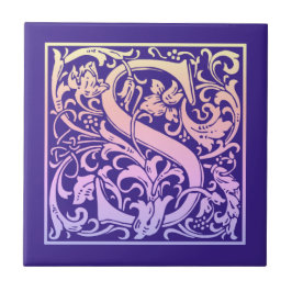 Azulejo Letra S Color Vintage Primera Letra Gradiente