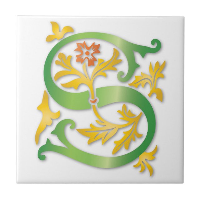 Azulejo Letra S Monograma Fleur de lis (Frente)