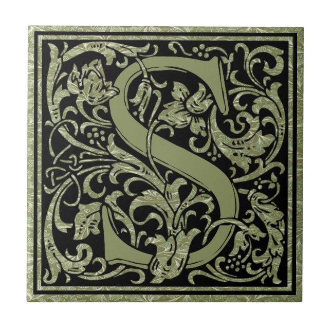 Azulejo Letra S primera letra monograma (Frente)