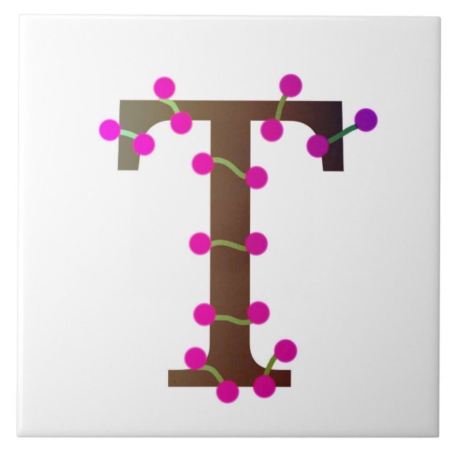 Azulejo Letra T inicial decorativa sobre blanco (Frente)