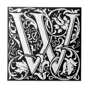 Azulejo Letra W Monograma Medieval Art Nouveau