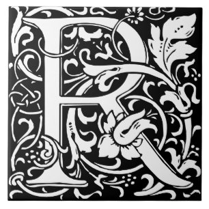 Azulejo Letra William Morris Art Nouveau de hoja alfabétic
