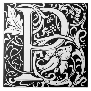 Azulejo Letra William Morris Art Nouveau de hoja de alfabe
