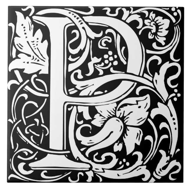 Azulejo Letra William Morris Art Nouveau de hoja de alfabe (Frente)