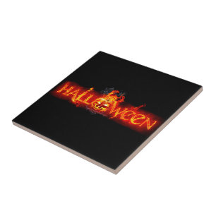 Azulejo Letras ígneas masivas de SlipperyJoe's Halloween c