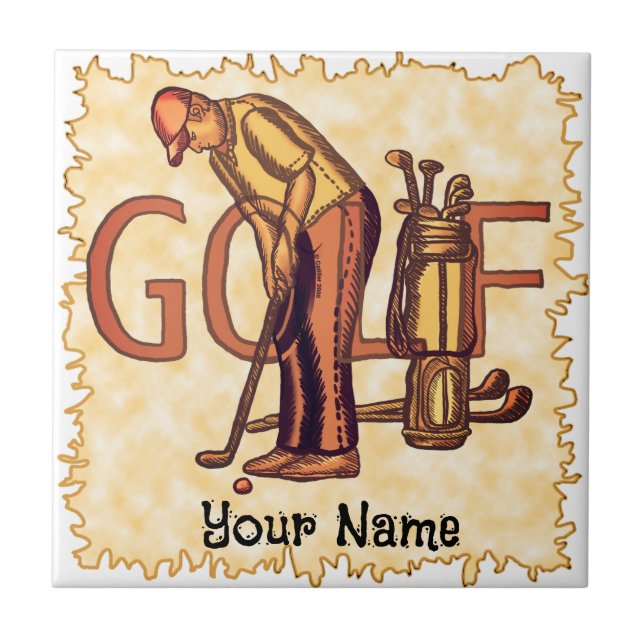 Azulejo Letras para hombres de golf (Frente)