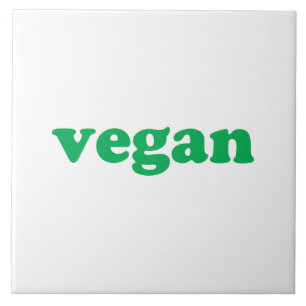 Azulejo letras verdes "veganas", fondo blanco