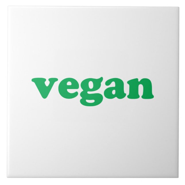 Azulejo Letras verdes "veganas", fondo blanco (Frente)
