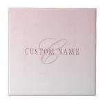 Azulejo Letras y monograma elegantes | Rosa Ombre<br><div class="desc">Elegante diseño de monograma con su nombre o cualquier otro texto que elija!</div>