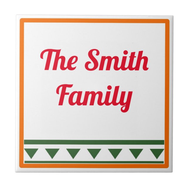 Azulejo Letras y números rojos italianos, editar texto (Frente)