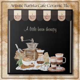 Azulejo Letrero de Café Barista de Vertido Artístico Relaj