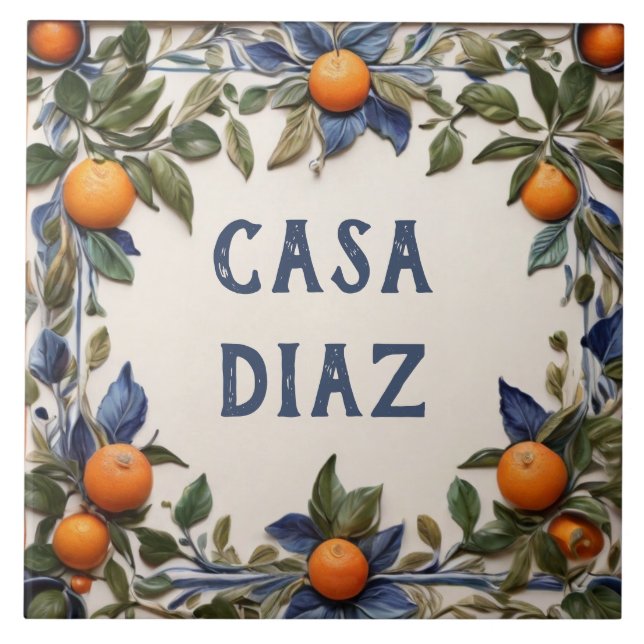 Azulejo Letrero de Placa de Nombre de Aduana Española de N (Frente)
