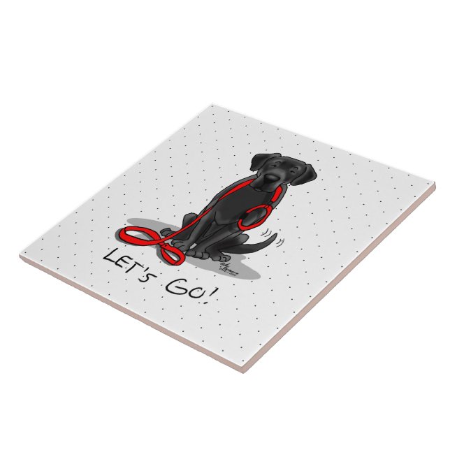 Azulejo Let's Go! Black Lab Labrador Retriever Cute (Lado)