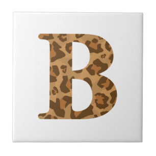Azulejo Letter B First Name Monogram Initial Leopard Print
